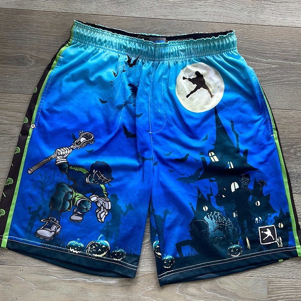 🥍 Mens Spooky Fun Full Moon Lacrosse Unlimited LAX Shorts-Medium